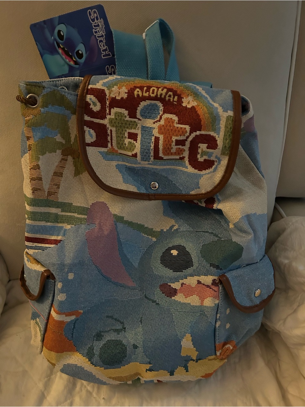 New with tag Stitch Backpack - Blue Aloha Tiki Print